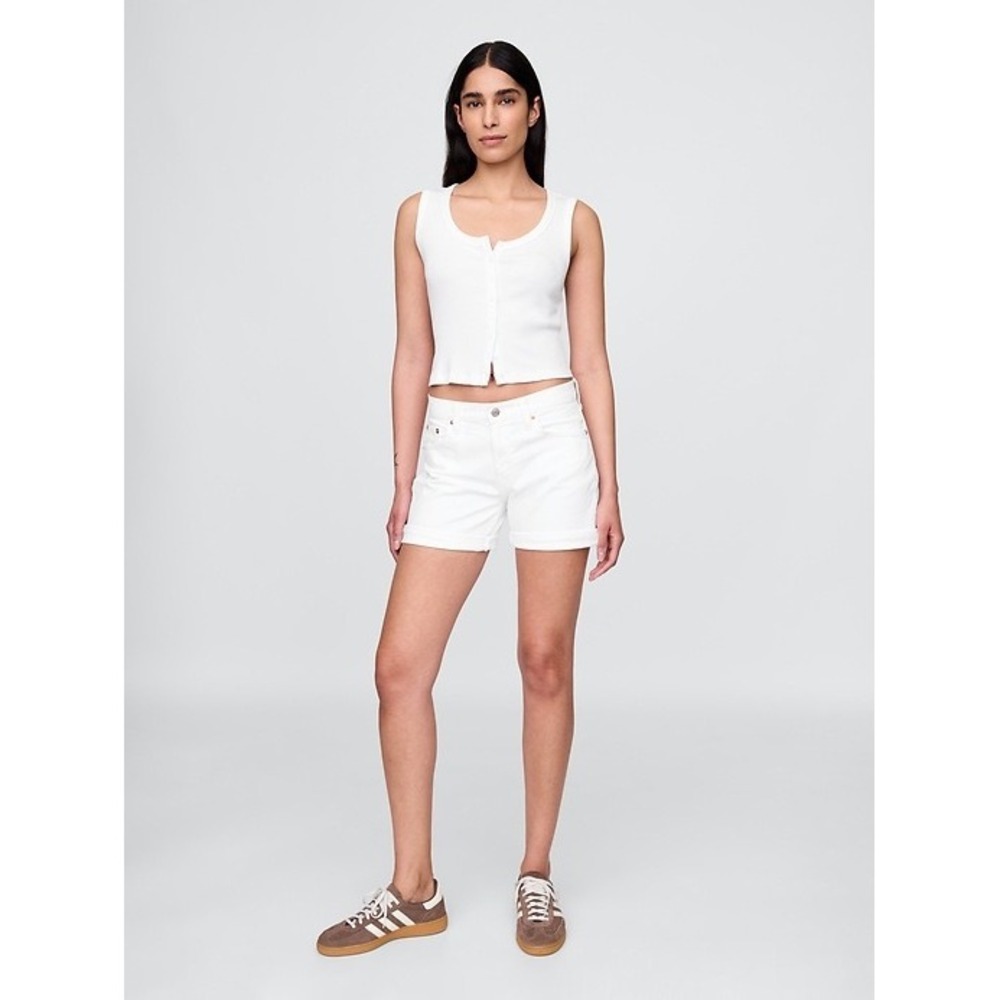 Gap Denim White 5" Girlfriend Shorts Mid Rise Cuffed Size 28 6P Womens